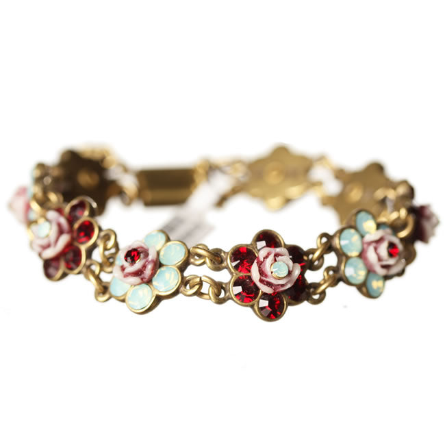 Michal Negrin Bracelet, Mint/Burgundy/Gold