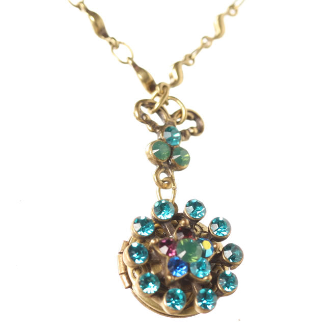 Michal Negrin Opening Locket Necklace, Turquoise/Multi/Gold