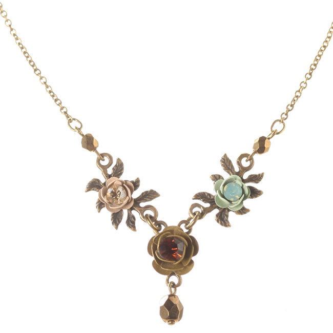 Michal Negrin Pendant Necklace, Aqua/Brown/Gold