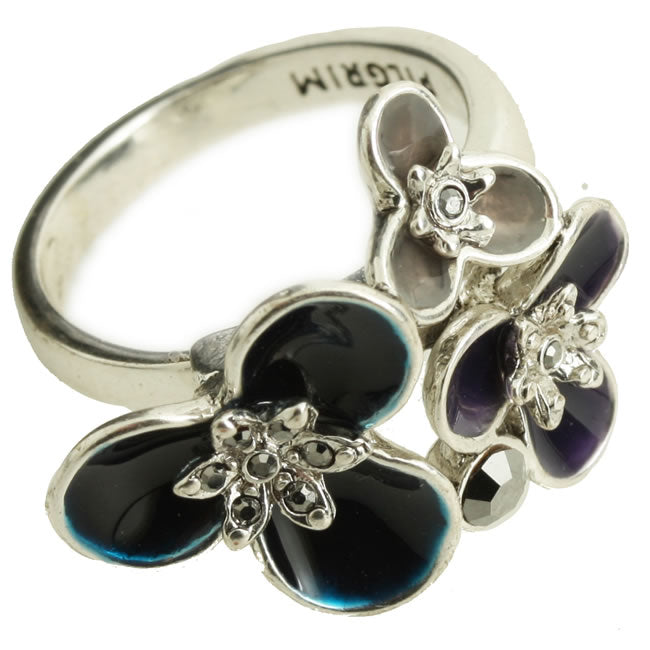 Pilgrim Mirage Adjustable Ring, Blue/Silver