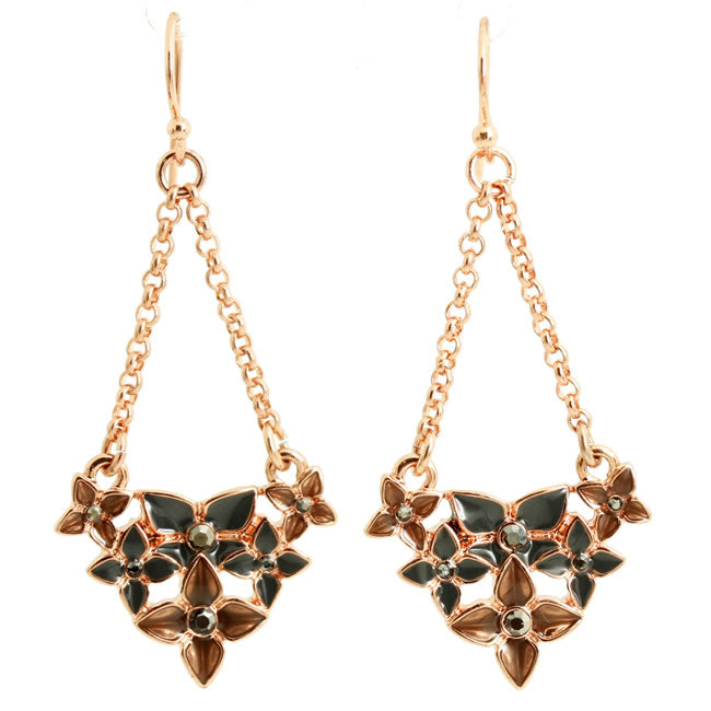 Pilgrim Vision Earrings, Grey/Rose Gold