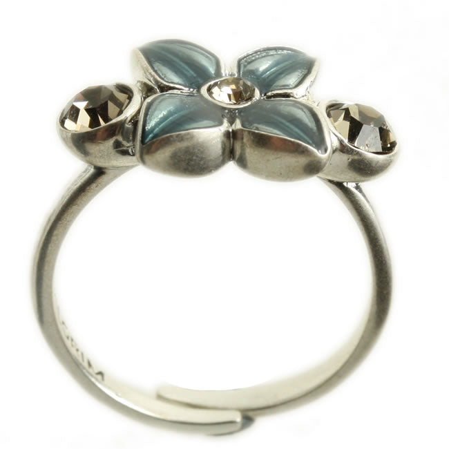 Pilgrim Vision Adjustable Ring, Blue/Silver