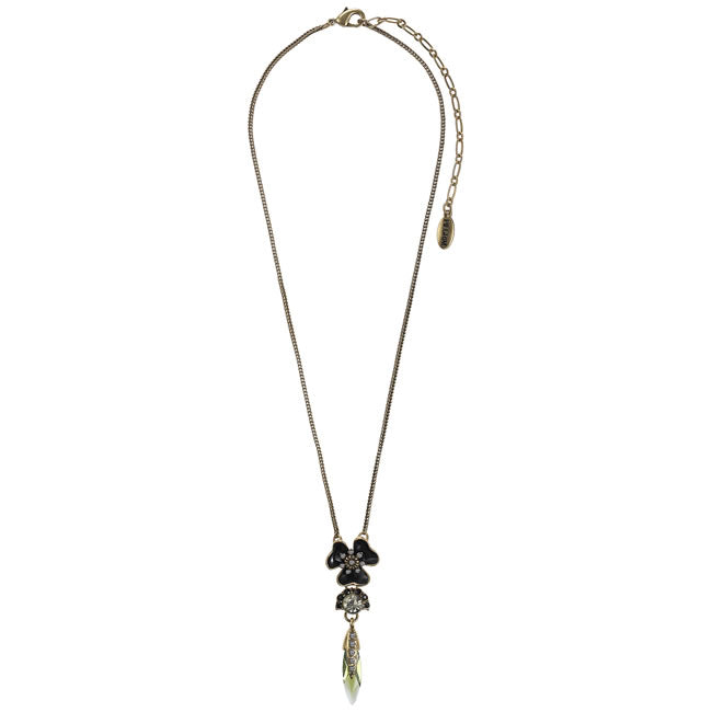 Pilgrim Bohemian Beauty Pretty Drop Necklace, Black/Gold