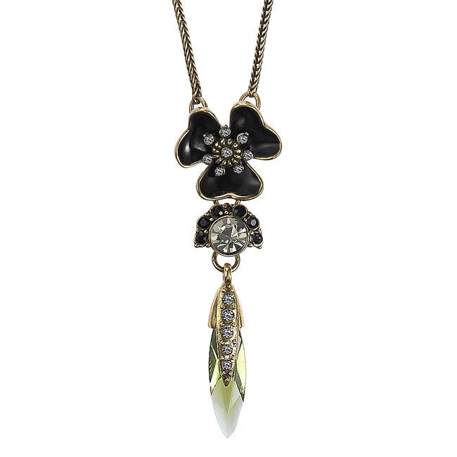 Pilgrim Bohemian Beauty Pretty Drop Necklace, Black/Gold