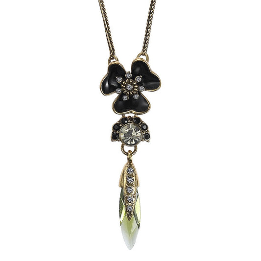 Pilgrim Bohemian Beauty Pretty Drop Necklace, Black/Gold