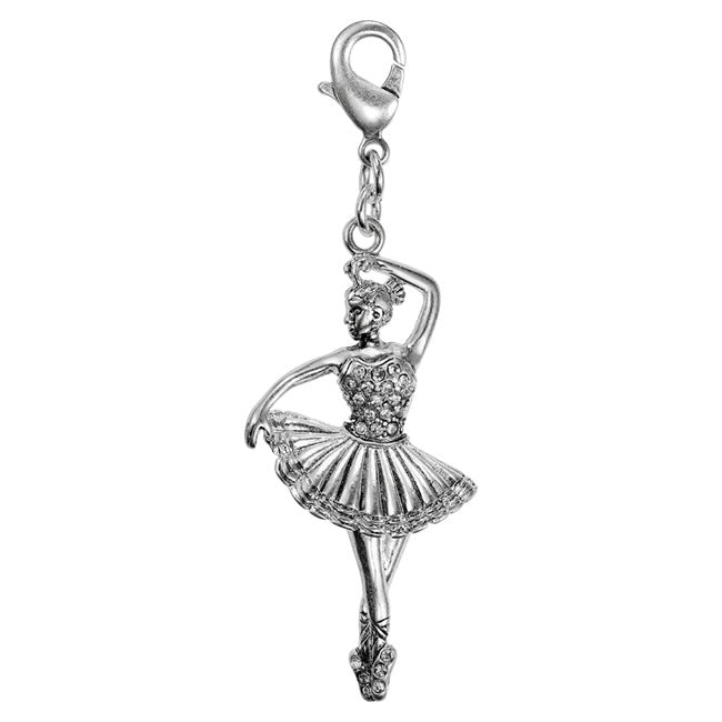 Pilgrim Mega Charm, Ballerina Charm, 72mm drop. Silver Colourway.