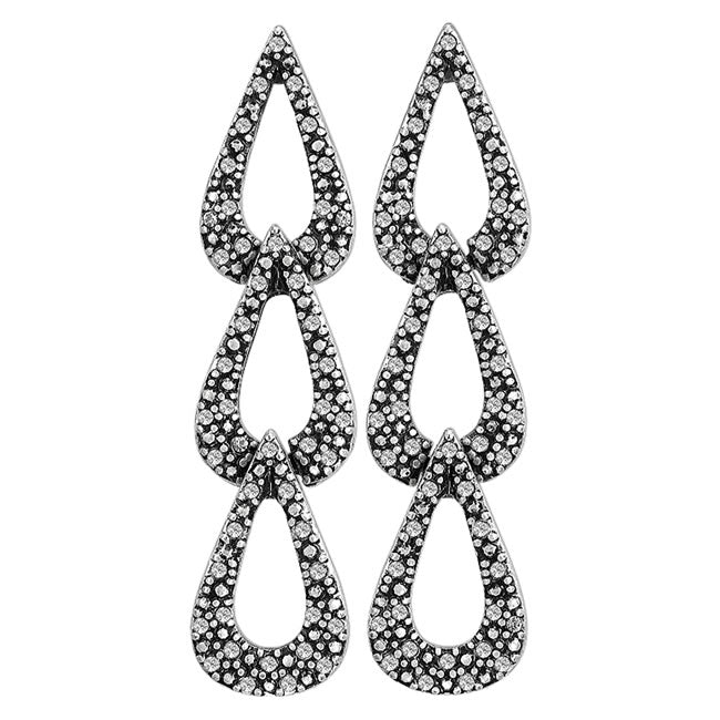 Pilgrim Winter Party Long Droplet Earrings, Crsytal/Silver