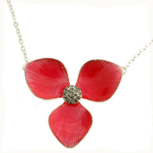 Pilgrim Florette Pendant Necklace, Coral/Silver