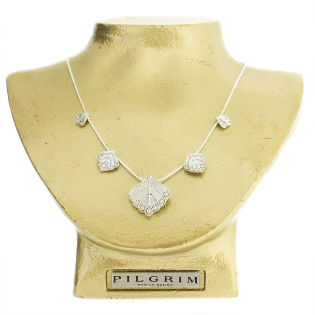 Pilgrim Chic Peacock Necklace, Blue/Silver