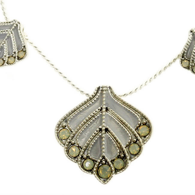 Pilgrim Chic Peacock Necklace, Blue/Silver