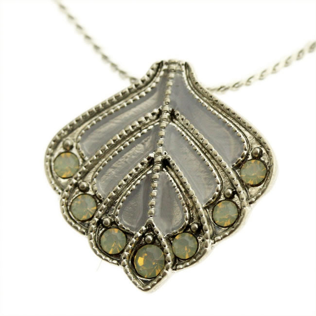 Pilgrim Chic Peacock Necklace, Blue/Silver
