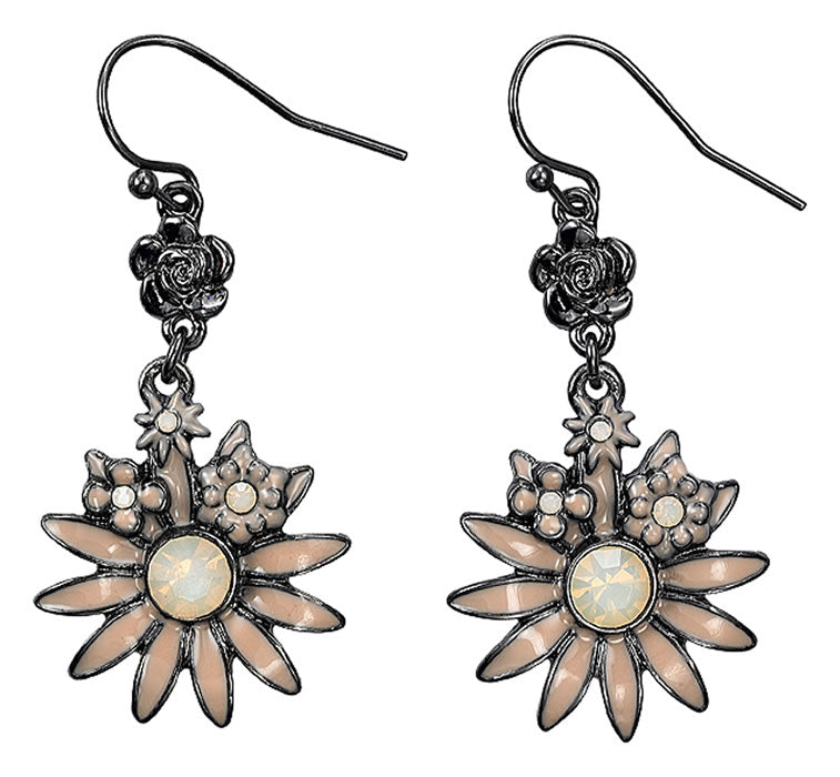 Pilgrim Floral Vibes Earrings, Nude/Hematite.