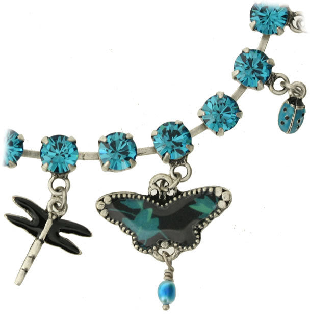 Pilgrim Butterfly Bracelet,Black/Turquoise/Silver