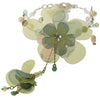Pilgrim Bridal Floral Bracelet, Green/Silver