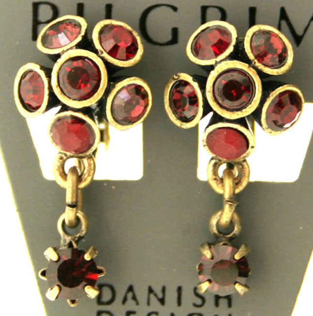 Pilgrim Globe Clip On Earrings, Red/Gold