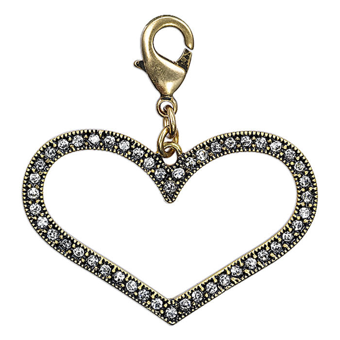Pilgrim Mega Charm, Open Heart, Crystal/Gold