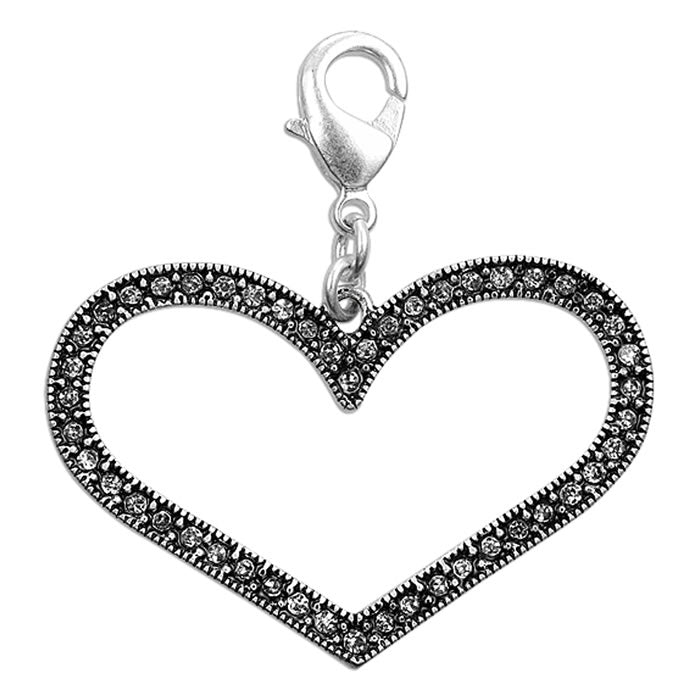 Pilgrim Mega Charm, Open Heart, Crystal/Silver