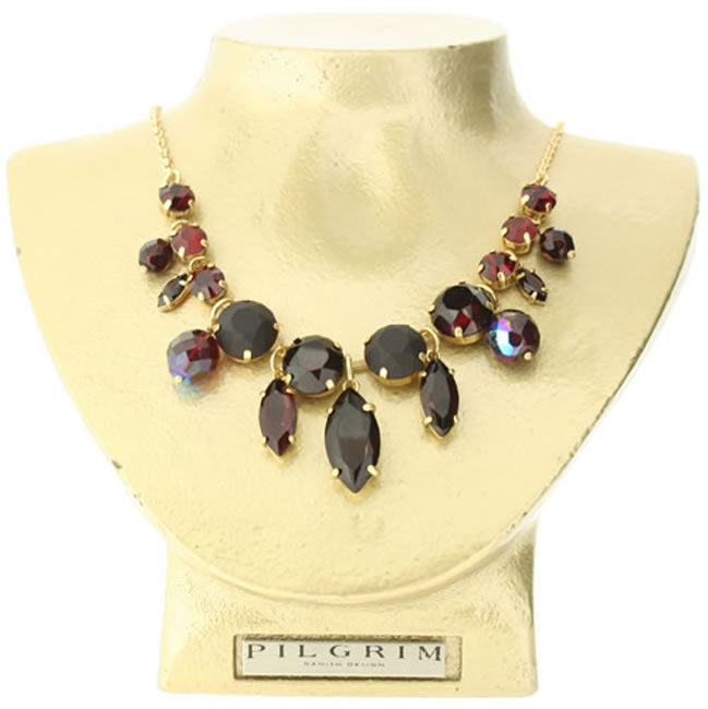 Pilgrim Sparkling Rocks Dramatic Necklace, Red/Gold