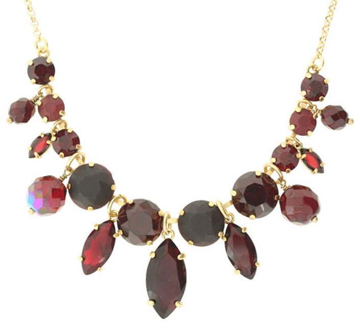 Pilgrim Sparkling Rocks Dramatic Necklace, Red/Gold