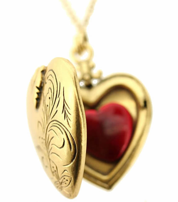 Pilgrim Valentine Twin Chain Locket Necklace, Red/Gold