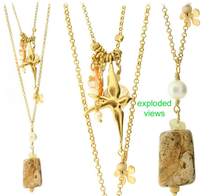 Pilgrim Touch Of Nature Necklace, White/Gold