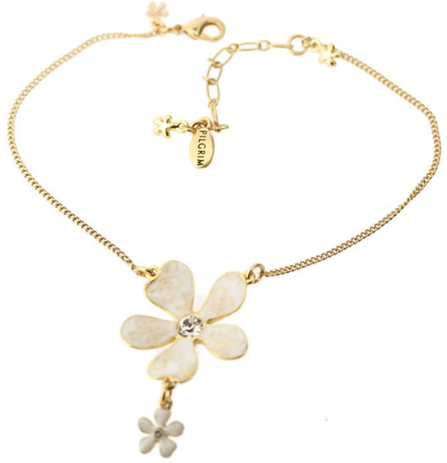 Pilgrim Blossom Anklet, White/Gold