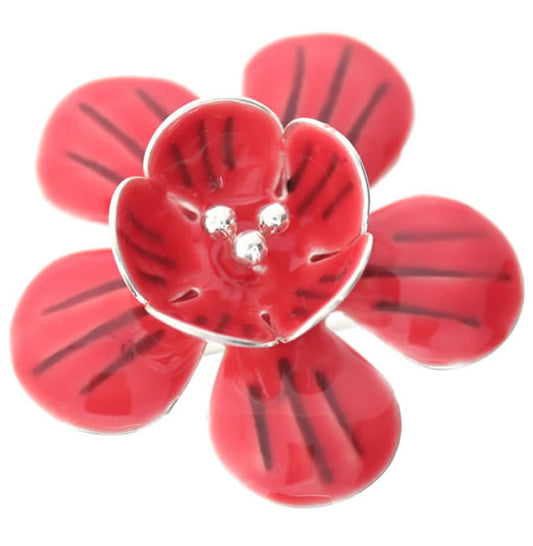 Pilgrim Floral Lushness Brooch, Coral/Silver