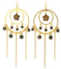 Pilgrim Rose Elaborate Earrings, Black/Gold