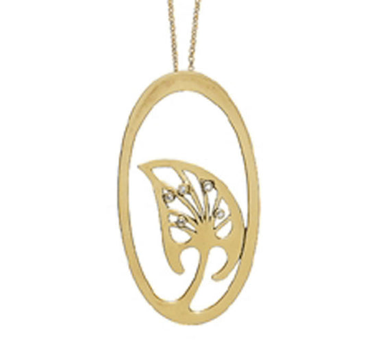 Pilgrim Nouveaux Long Leaf Pendant, Crystal/Gold