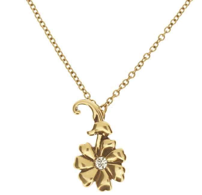 Pilgrim Rambling Single Flower Necklace, Crystal/Gold.