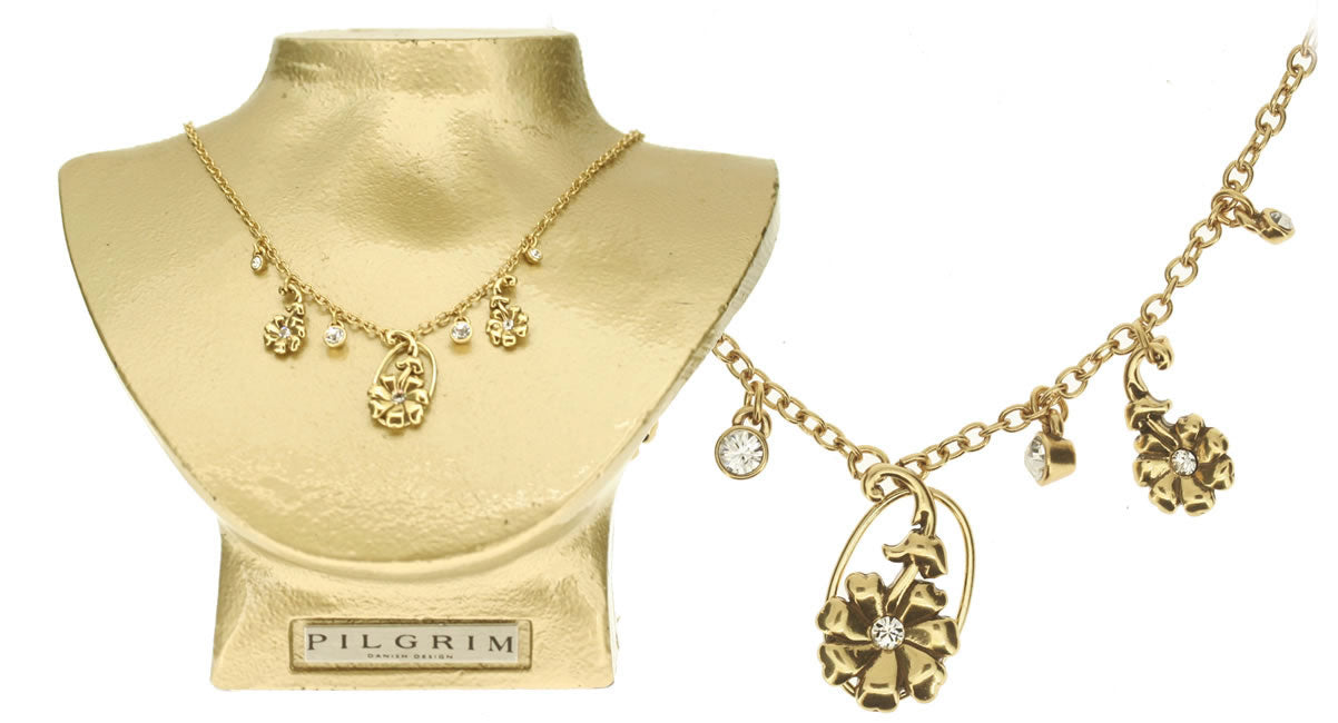 Pilgrim Rambling All Around Necklace, Crystal/Gold.
