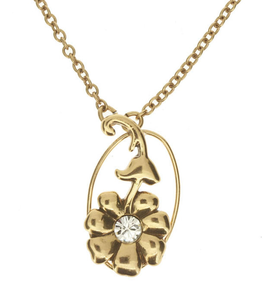 Pilgrim Rambling Long Necklace,  Crystal/Gold.