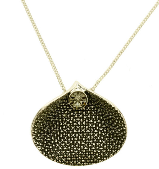 Pilgrim Floral Shell Large Pendant, Grey/Silver