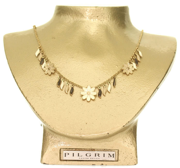 Pilgrim Baboushka In Bloom All Around Necklace, White/Gold