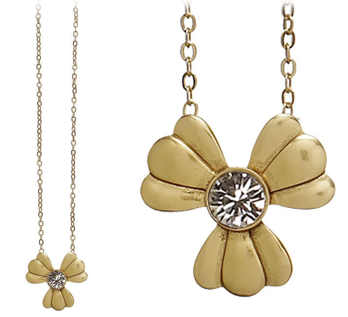 Pilgrim Romance Small Flower Pendant, Crystal/Gold.