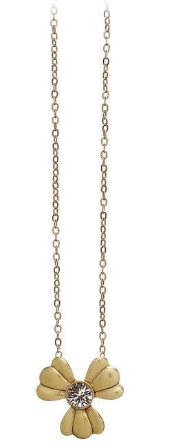 Pilgrim Romance Small Flower Pendant, Crystal/Gold.