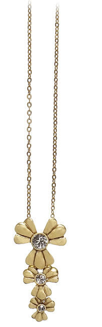 Pilgrim Romance Triple Drop Necklace, Crystal/Gold.