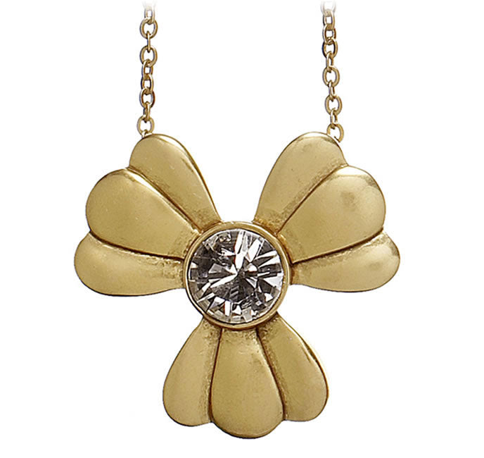 Pilgrim Romance Single Flower Pendant,  Crystal/Gold.