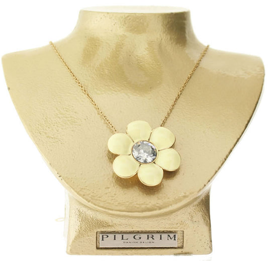 Pilgrim Sping Garden Flower Pendant, White/Gold