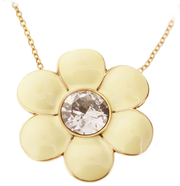 Pilgrim Sping Garden Flower Pendant, White/Gold