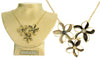 Pilgrim Velvet Triple Cluster Necklace, Brown Mix/Gold