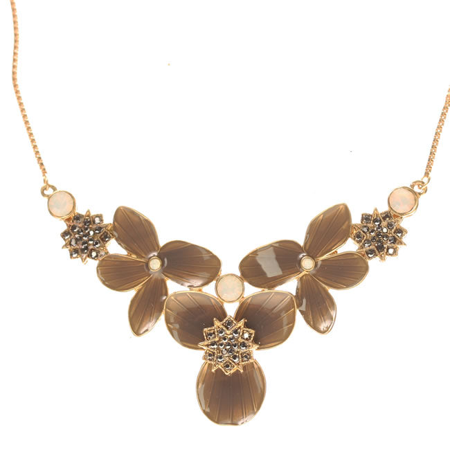 Pilgrim Star Petal Most Elaborate Necklace, Brown/Gold