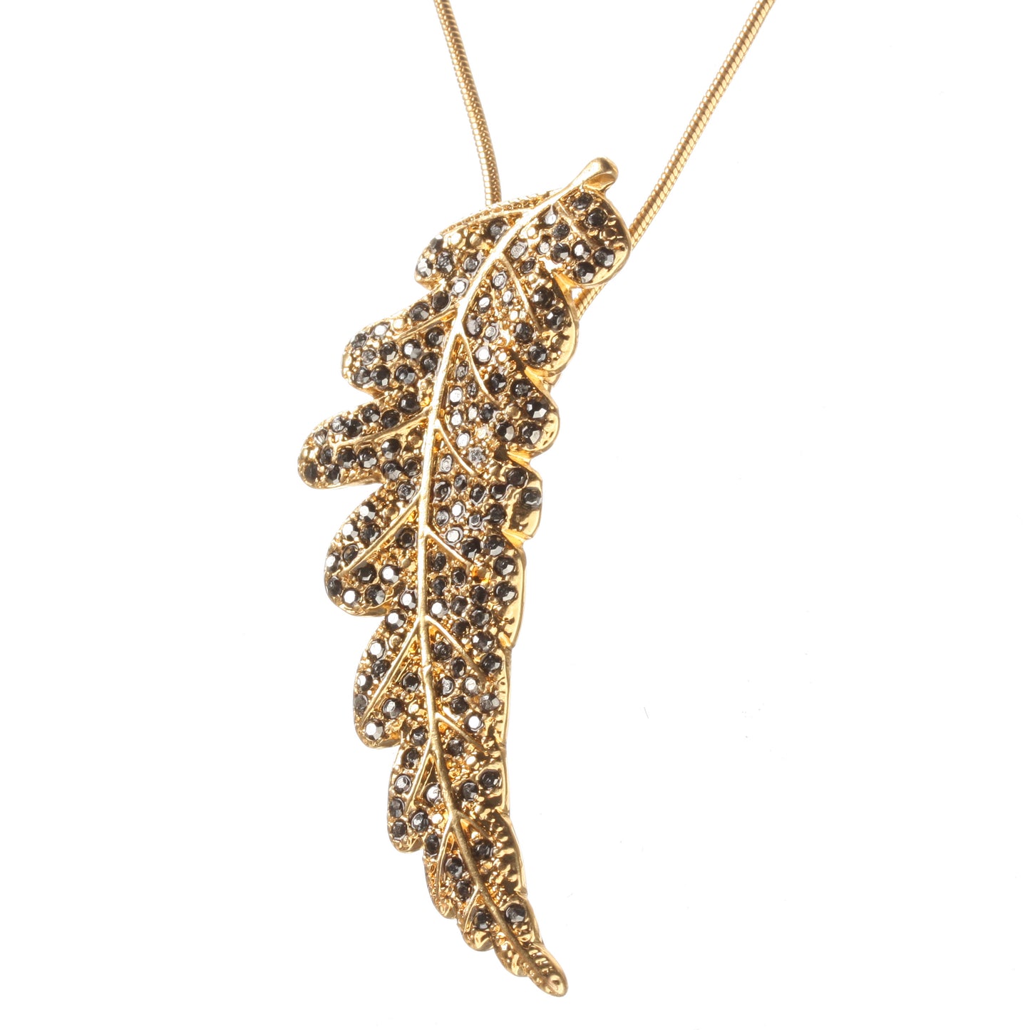 Pilgrim, Leaves Long Necklace, Grey Crystal/Gold