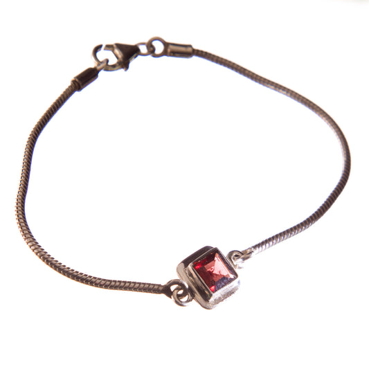 Faceted Garnet Sterling Silver Bracelet