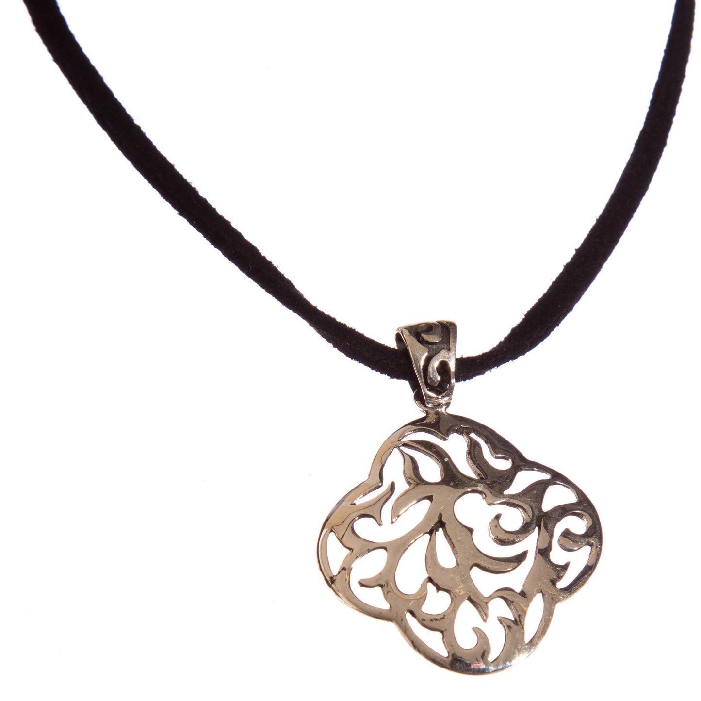 Sterling Silver Necklace on a Rectangular section Cord