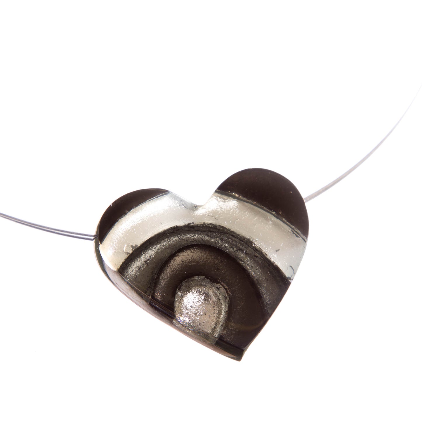 Watch this Space Necklace, Curved Hearts Collection, Black/Silver