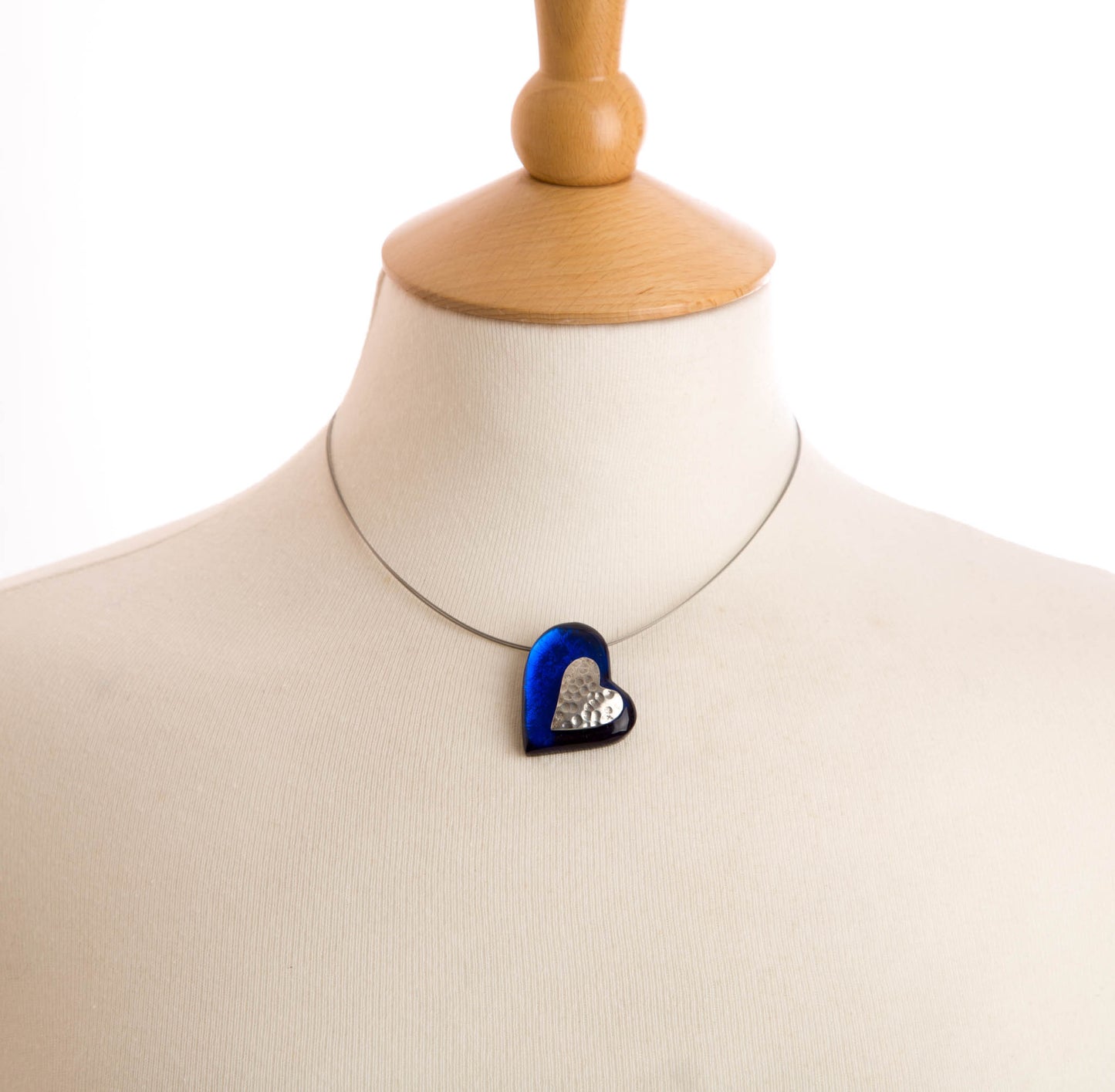 Watch this Space Necklace, Heart on Heart Collection, Blue/Silver