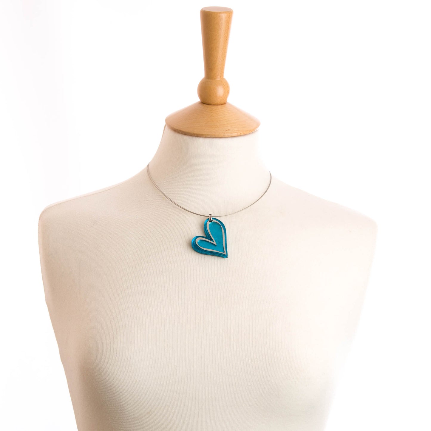 Watch this Space Necklace, Linear Hearts Collection, Turquoise/Silver