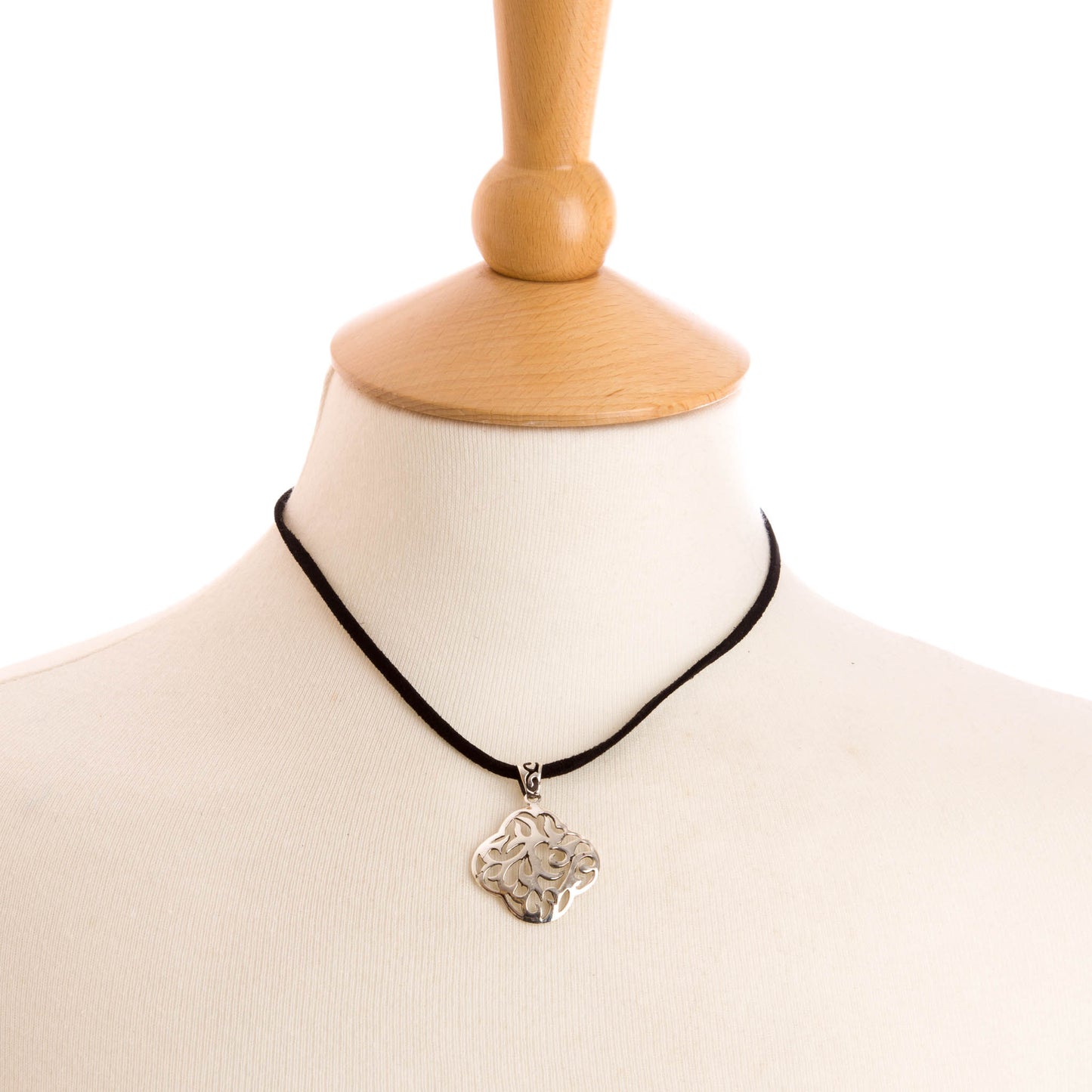 Sterling Silver Necklace on a Rectangular section Cord