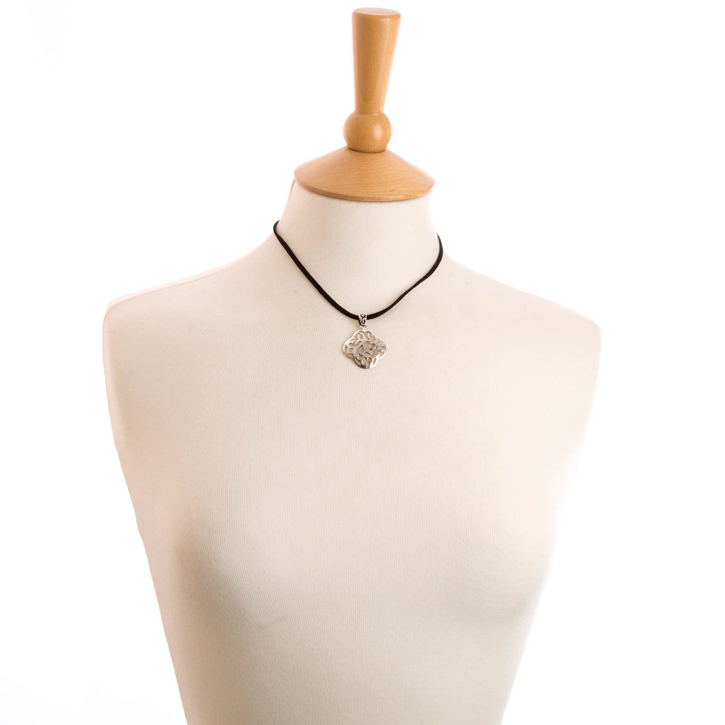 Sterling Silver Necklace on a Rectangular section Cord